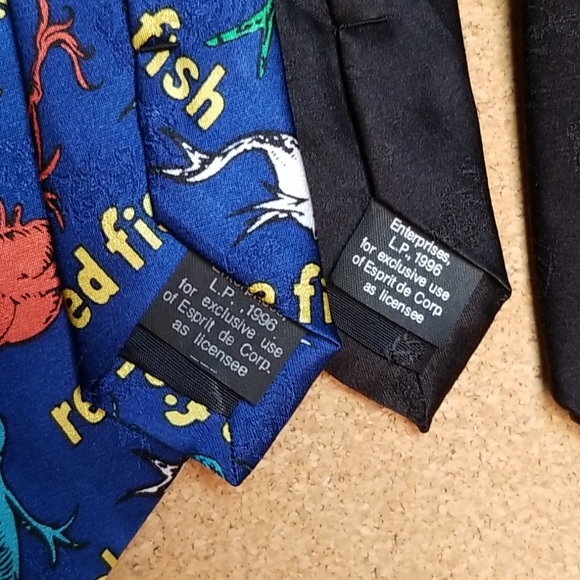 2 Dr Suess Ties - Cat in Hat & One Fish, Two Fish - Picture 2 of 4